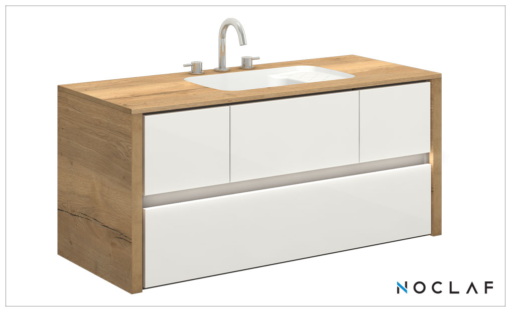 BASIN WITH TWO-LEVEL CABINET