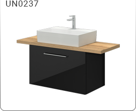 Hanging cabinet under a countertop washbasin